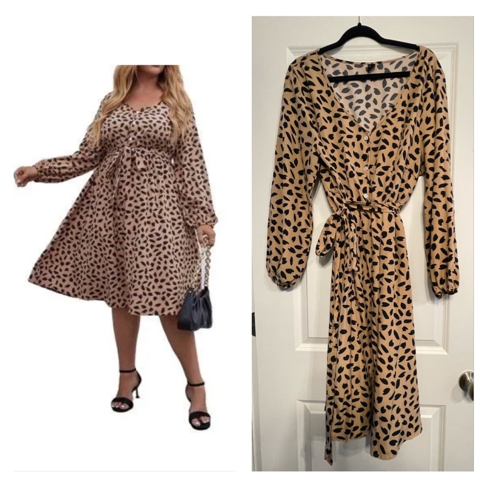 SHEIN midi camel dress, Sz.3x